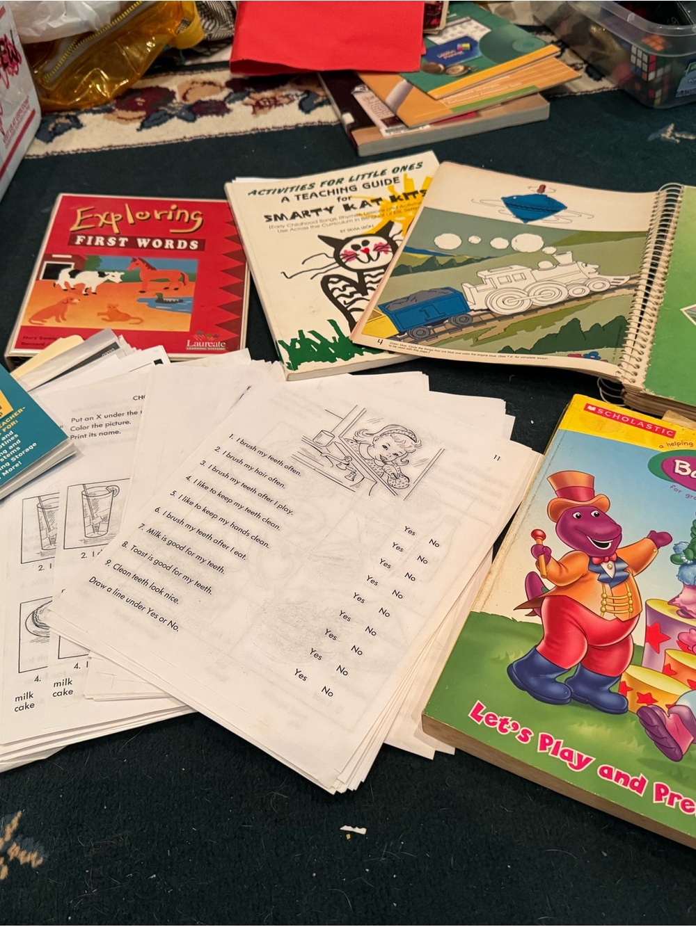 Early education print outs Barney book and lesson books
